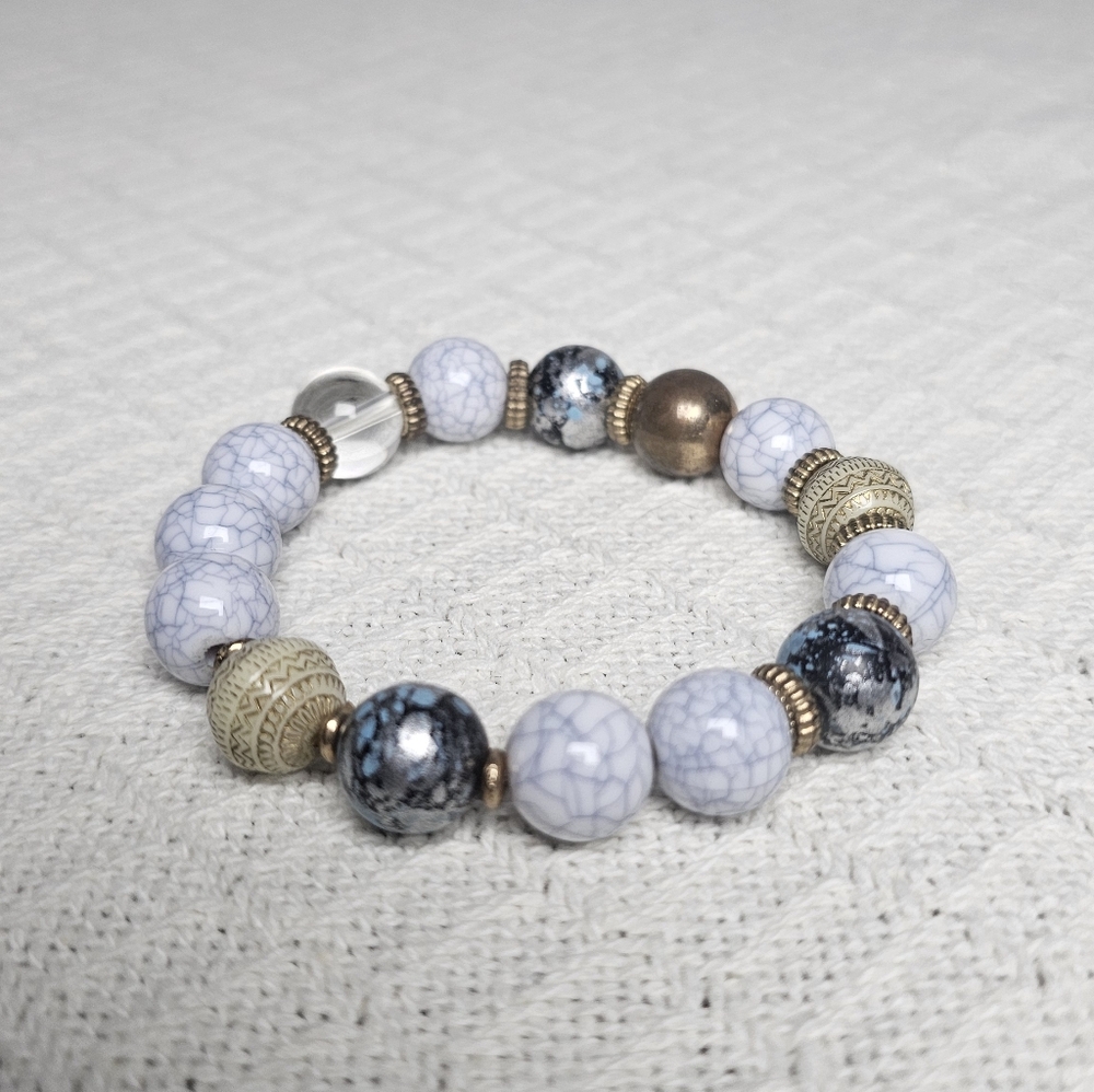 Artisan Earth & Sky Beaded Stretch Bracelet